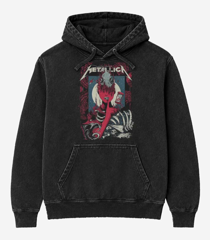 Poleron Canguro Acid Wash Negro de Enter Sandman