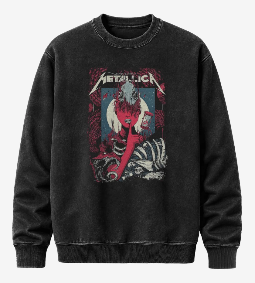 Poleron Polo Acid Wash Negro de Enter Sandman