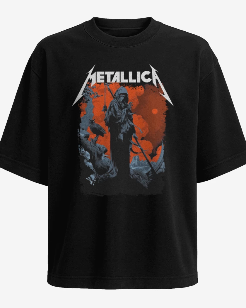 Polera Oversize Negro de Reaper Metallica