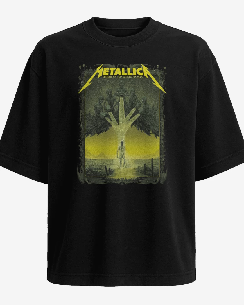 Polera Oversize Negro de Feeding on the Wrath of Man 