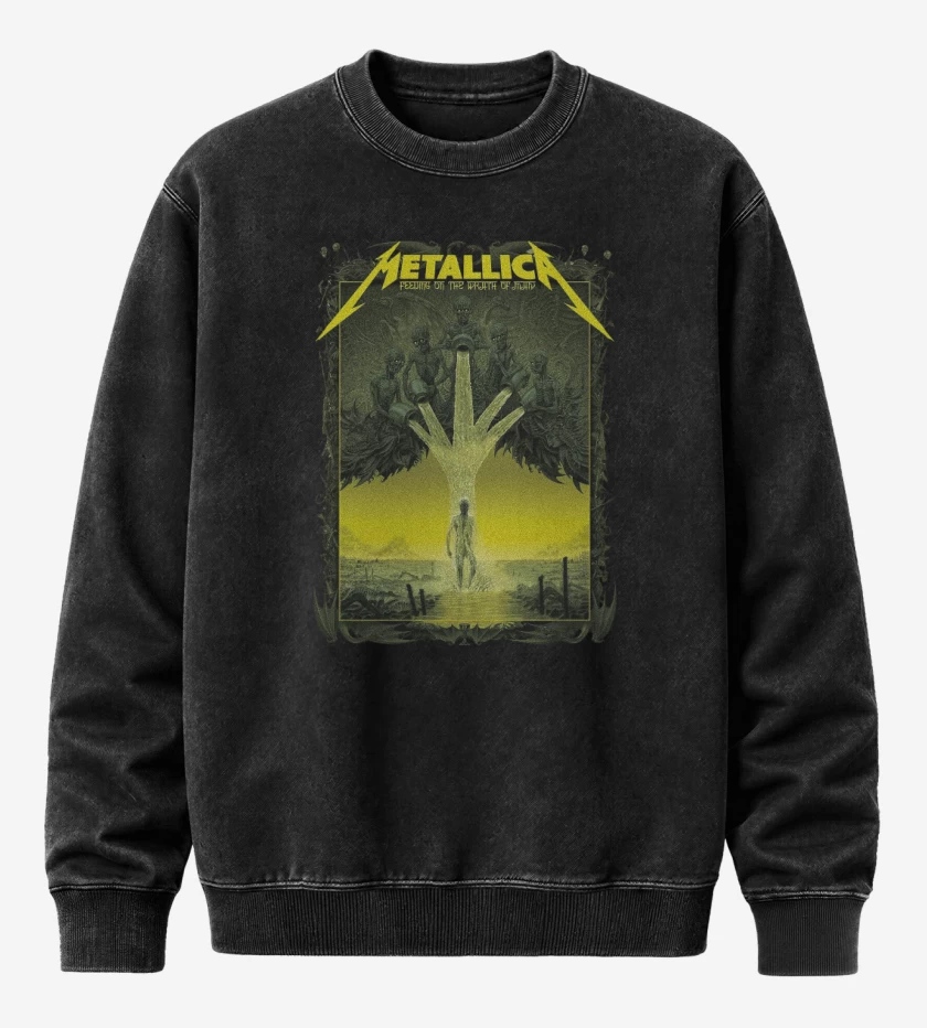 Poleron Polo Acid Wash Negro de Feeding on the Wrath of Man 