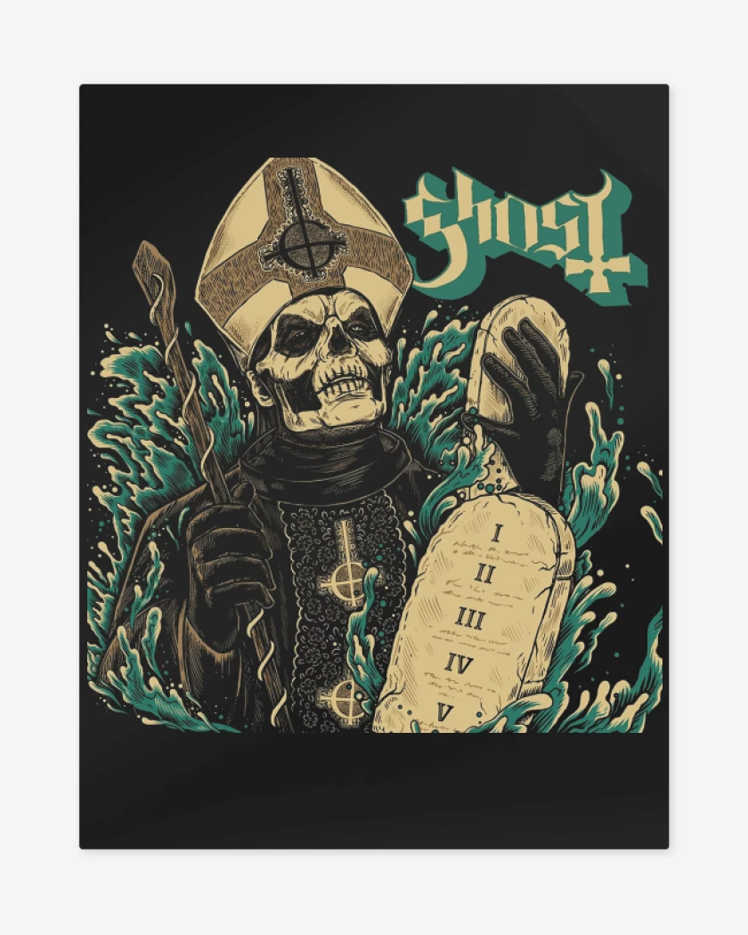 Print metalico Negro de Ghost 13 Commandments