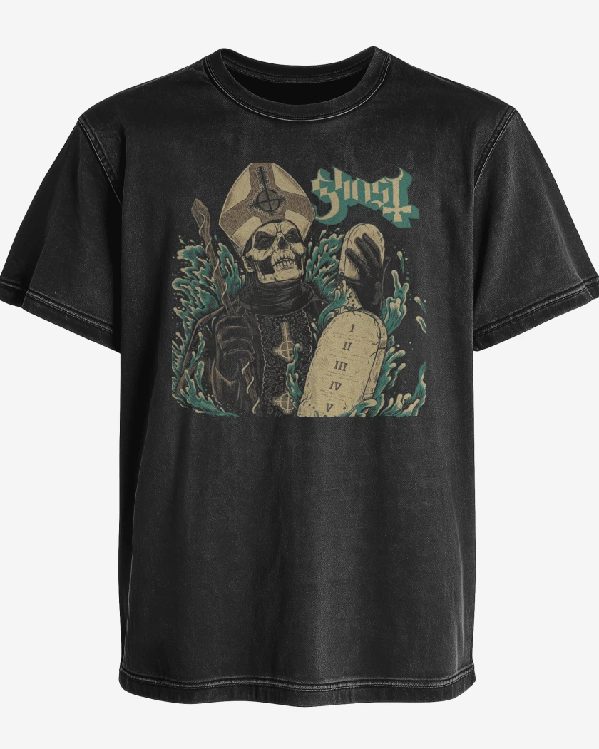Polera desgastada Negro de Ghost 13 Commandments