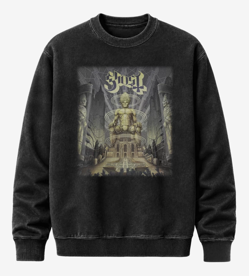 Poleron Polo Acid Wash Negro de Ghost Ceremony and Devotion