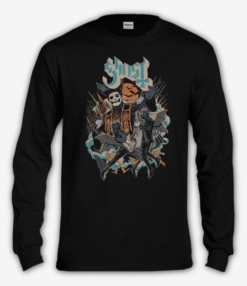 Polera manga larga Negro de Ghost Papa IV y Ghouls