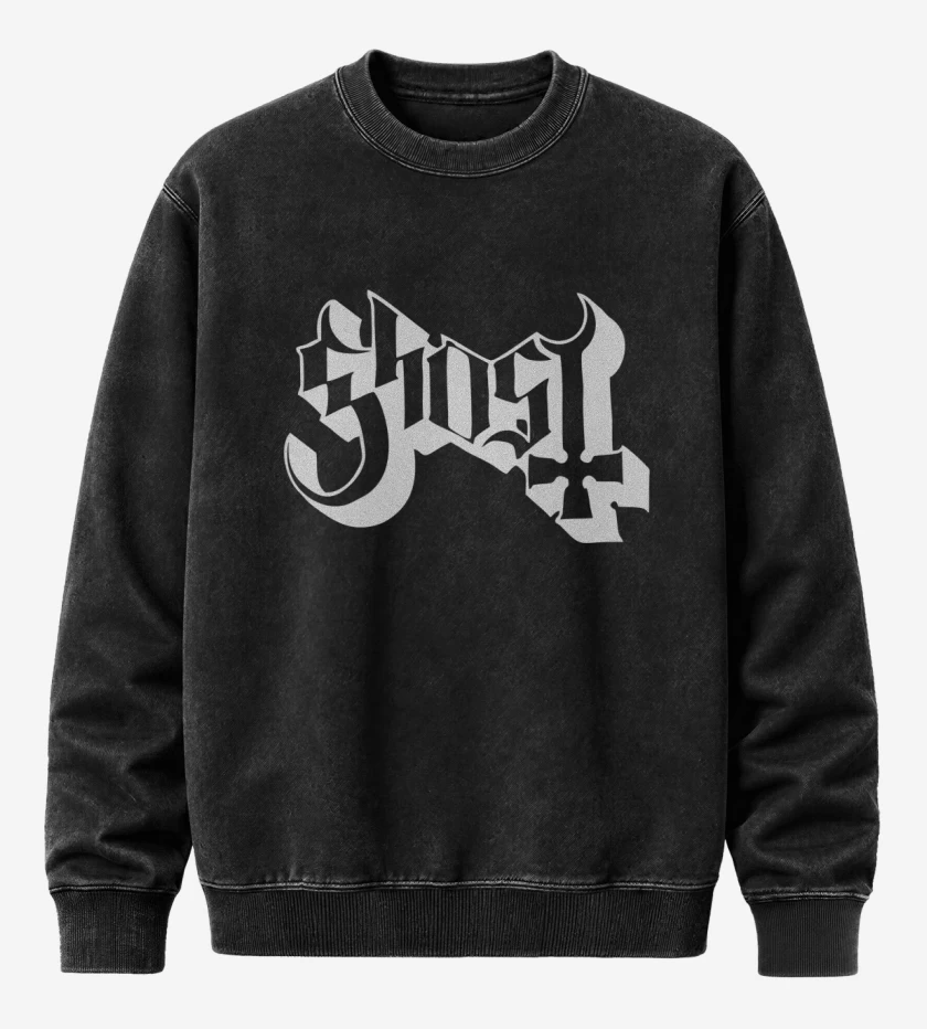 Poleron Polo Acid Wash Negro de Ghost Logo