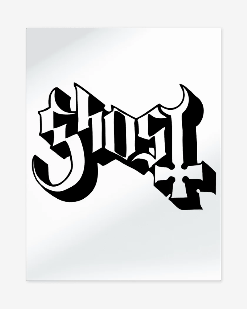 Print metalico Blanco de Ghost Logo Blanco