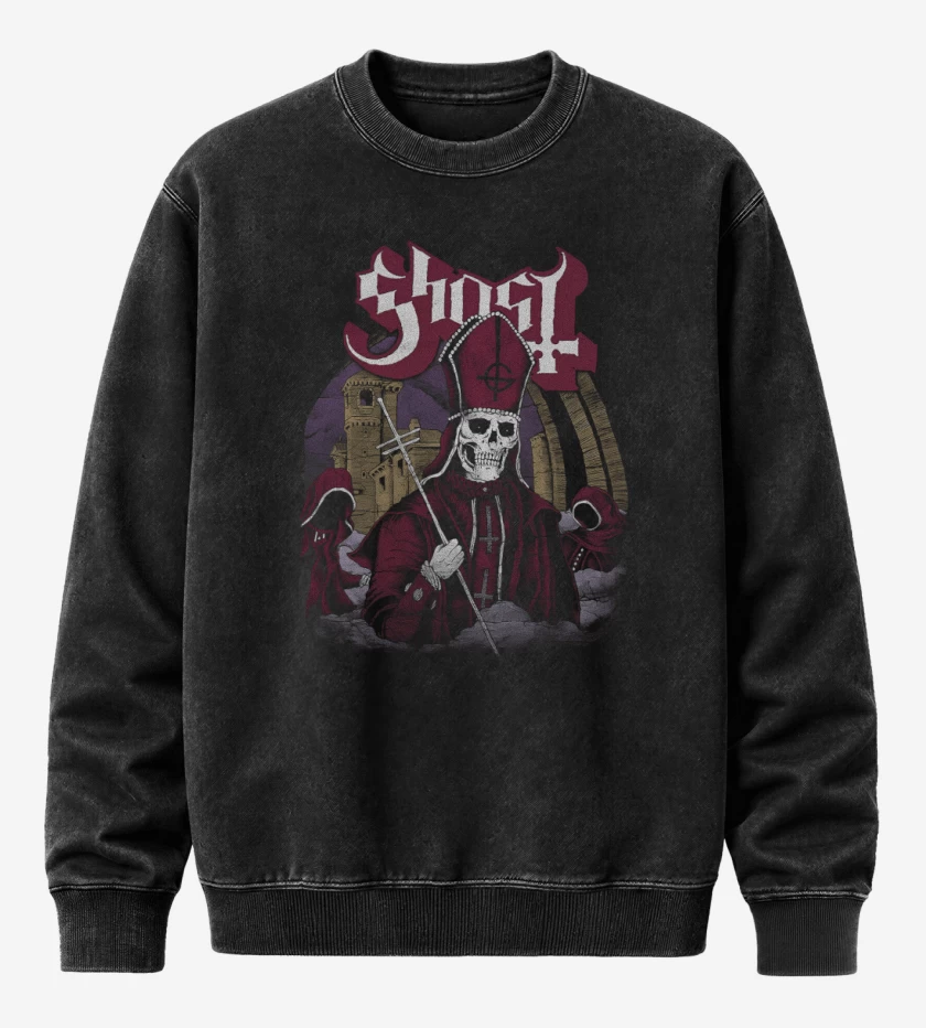 Poleron Polo Acid Wash Negro de Ghost Secular Haze