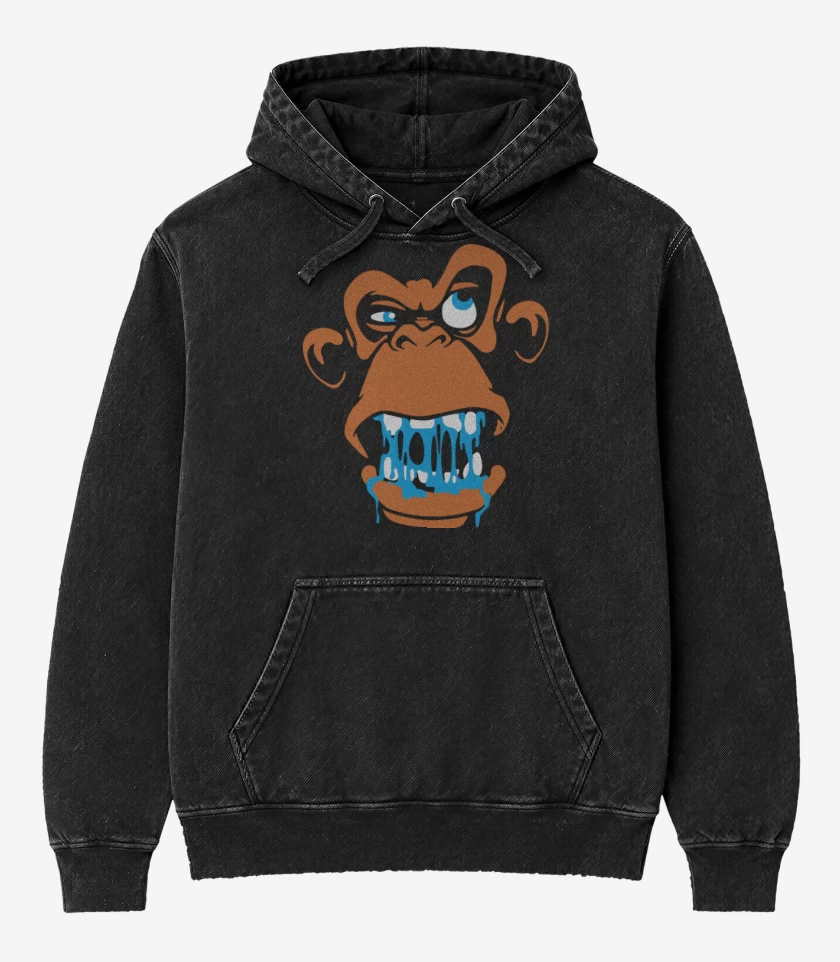 Poleron Canguro Acid Wash Negro de Gorila 3