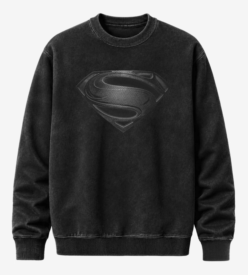 Poleron Polo Acid Wash Negro de Superman black suit