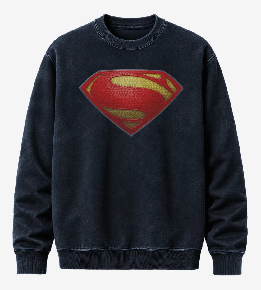 Poleron Polo Acid Wash Azul Marino de Superman color