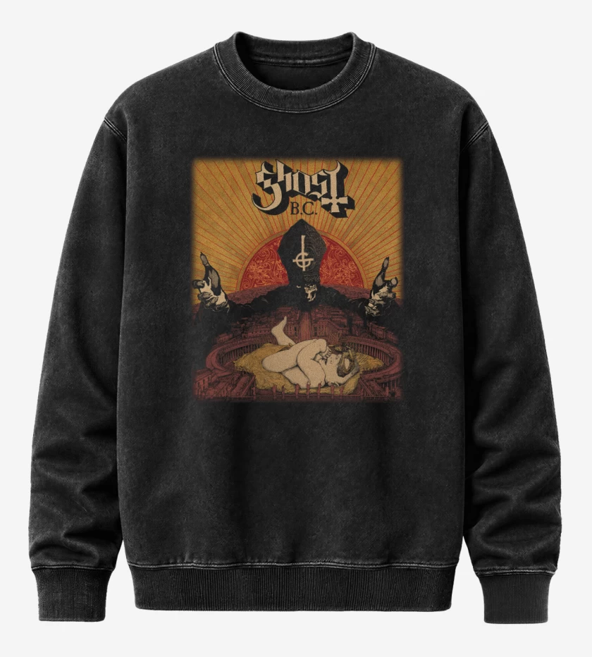 Poleron Polo Acid Wash Negro de Ghost Infestissumam