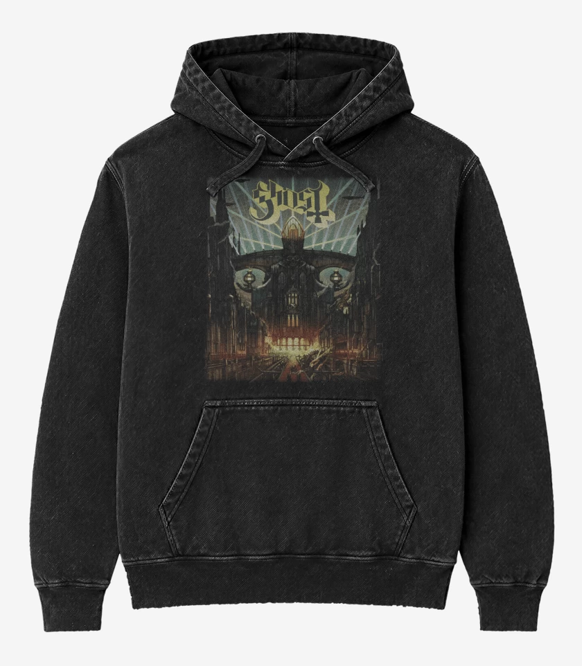 Poleron Canguro Acid Wash Negro de Ghost Meliora