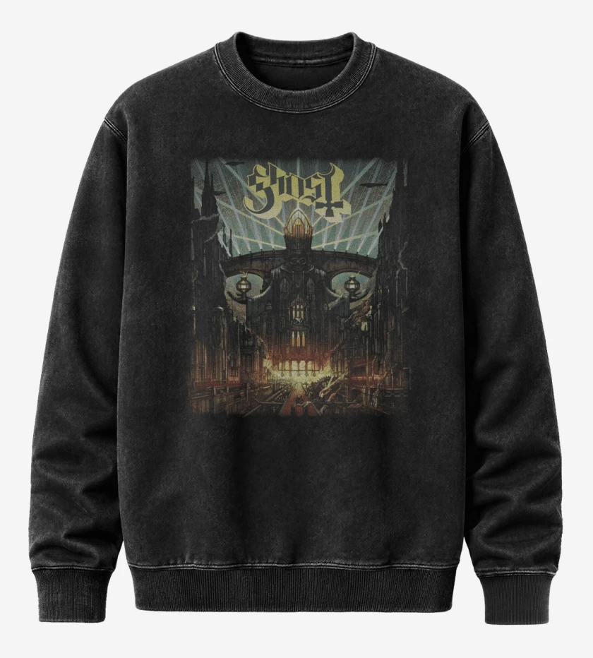 Poleron Polo Acid Wash Negro de Ghost Meliora