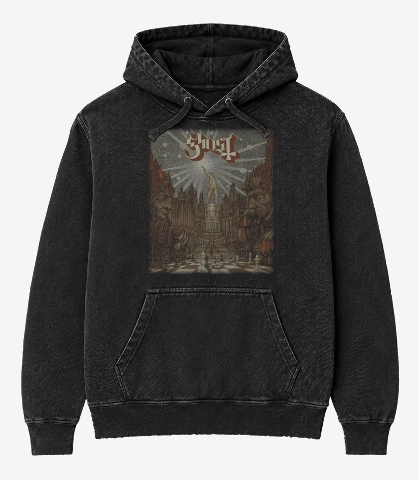 Poleron Canguro Acid Wash Negro de Ghost Popestar