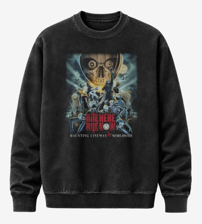 Poleron Polo Acid Wash Negro de Ghost Rite Here Rite Now Película