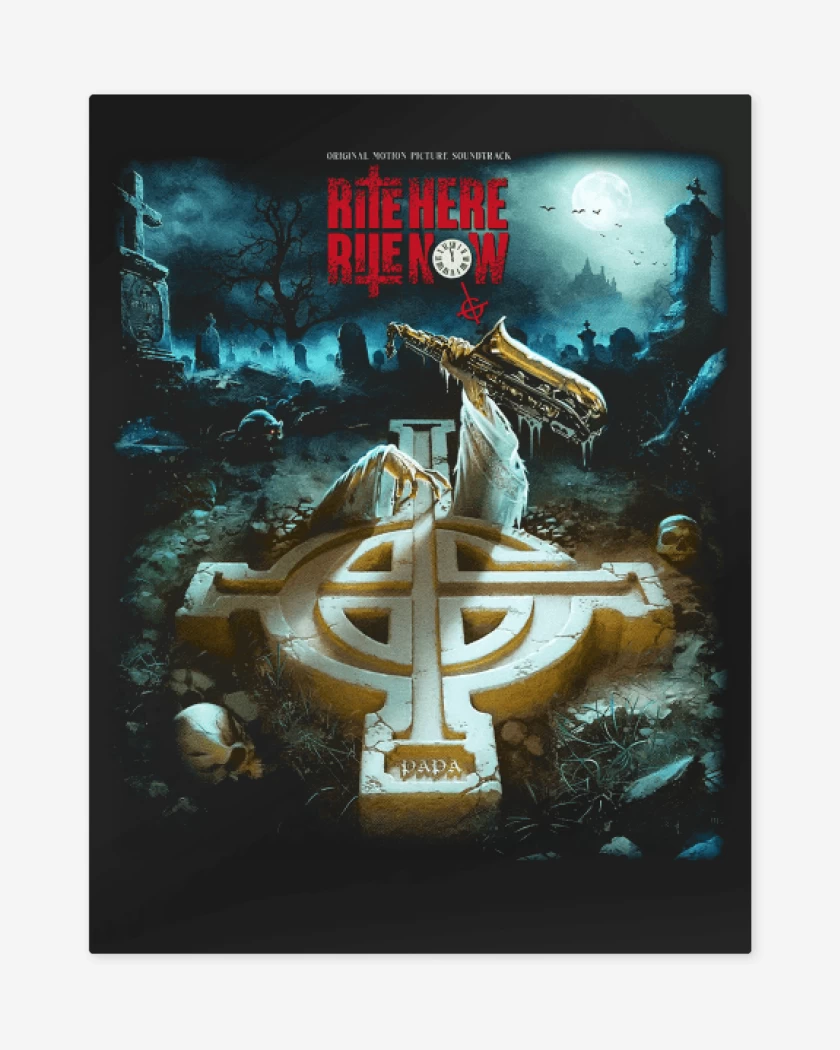 Print metalico Negro de Ghost Rite Here Rite Now OST