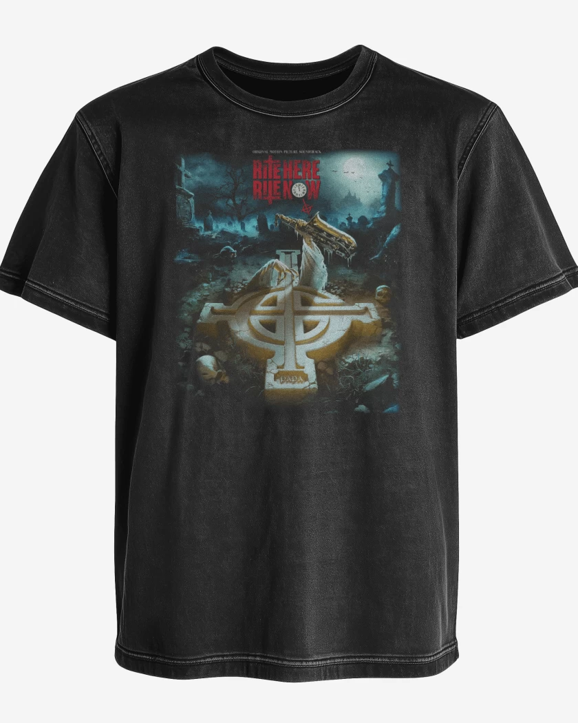 Polera desgastada Negro de Ghost Rite Here Rite Now OST