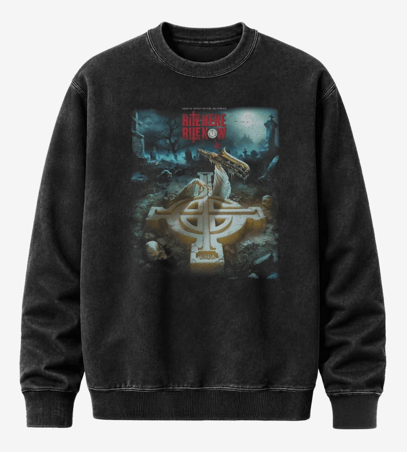 Poleron Polo Acid Wash Negro de Ghost Rite Here Rite Now OST