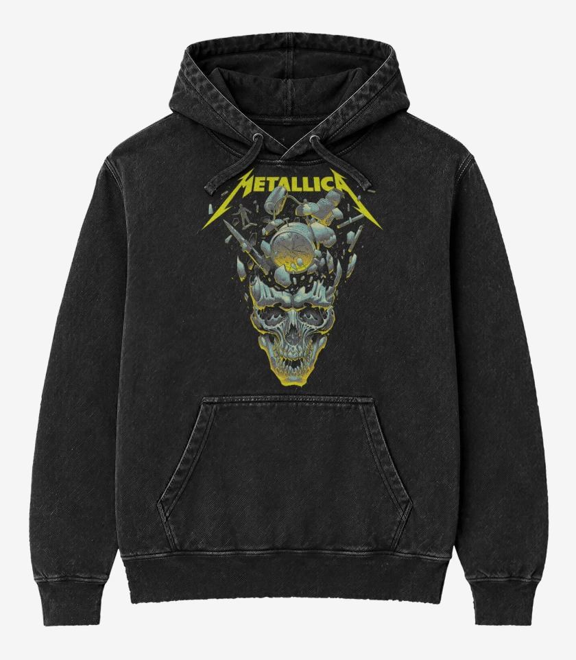Poleron Canguro Acid Wash Negro de Time