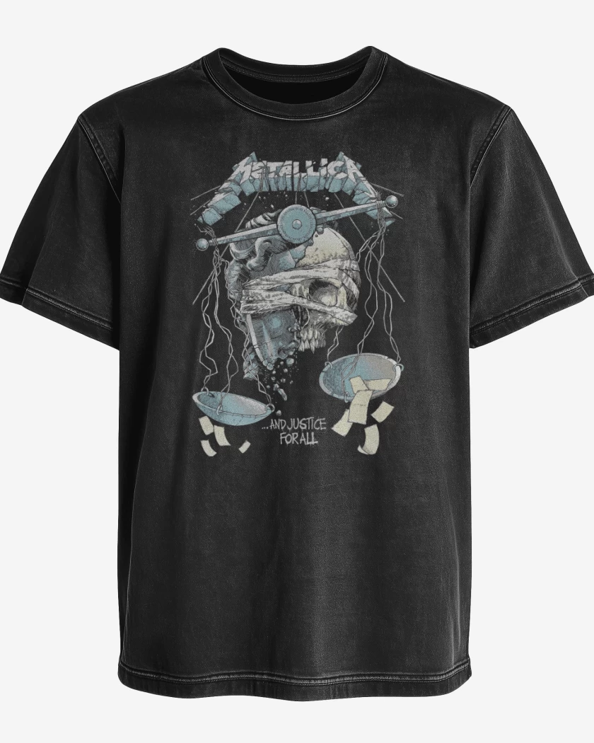 Polera desgastada Negro de Justicia Para Todos