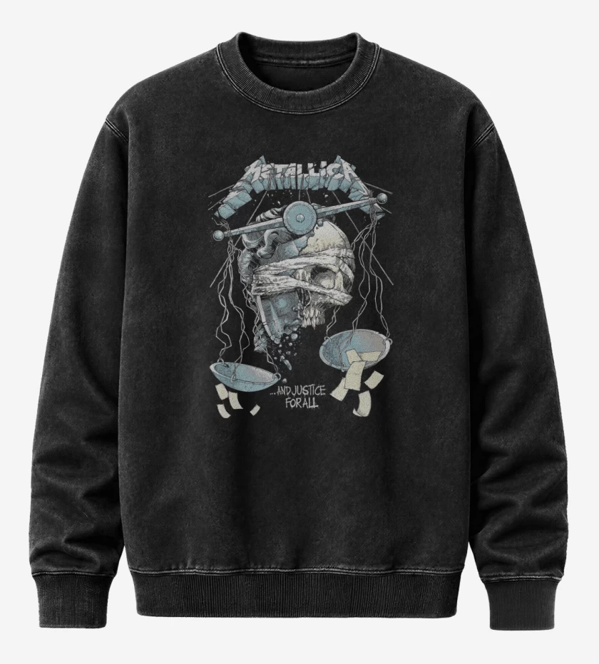 Poleron Polo Acid Wash Negro de Justicia Para Todos