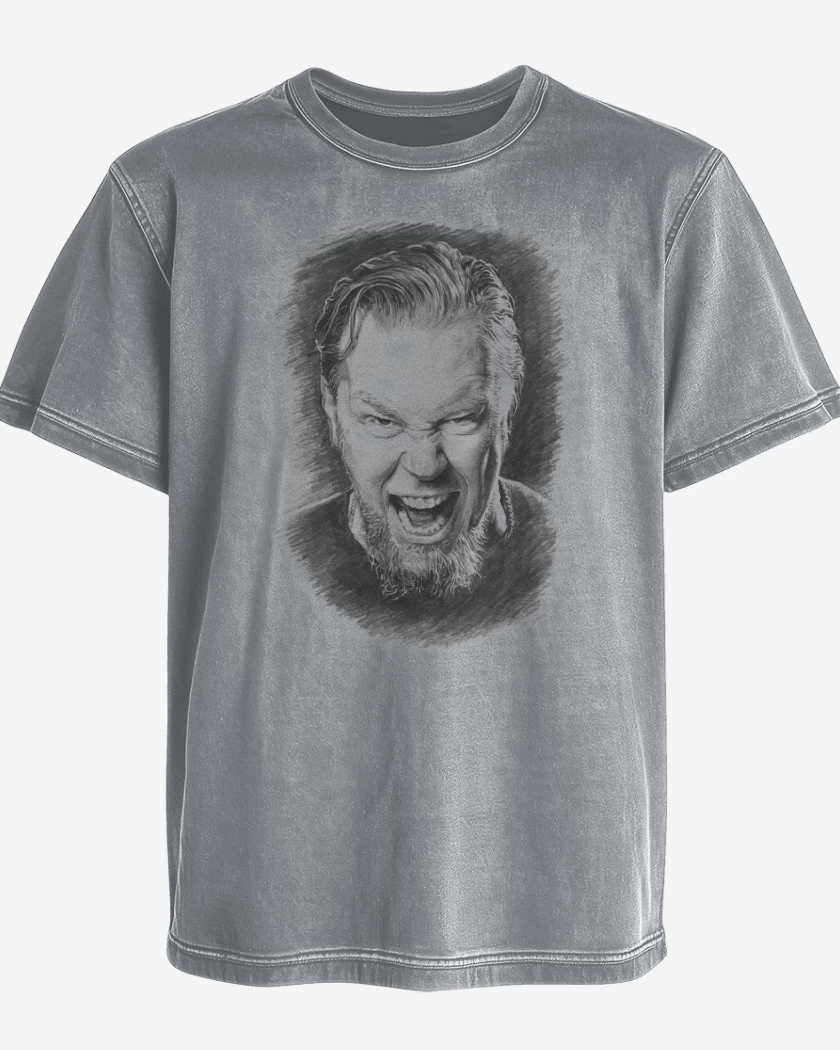 Polera desgastada Gris Melange de James Hetfield