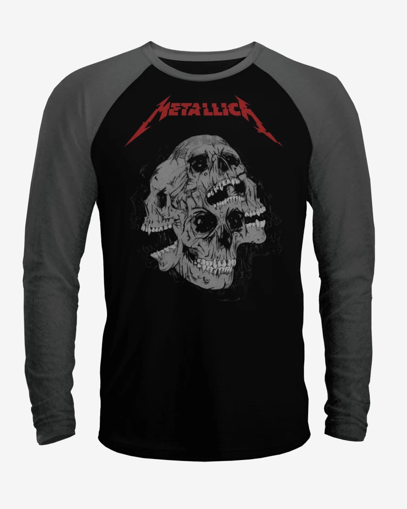 Polera Raglan Negro / Negro Heather de Skulls