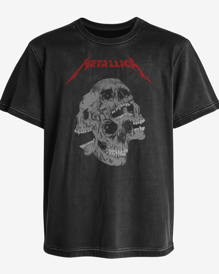 Polera desgastada Negro de Skulls