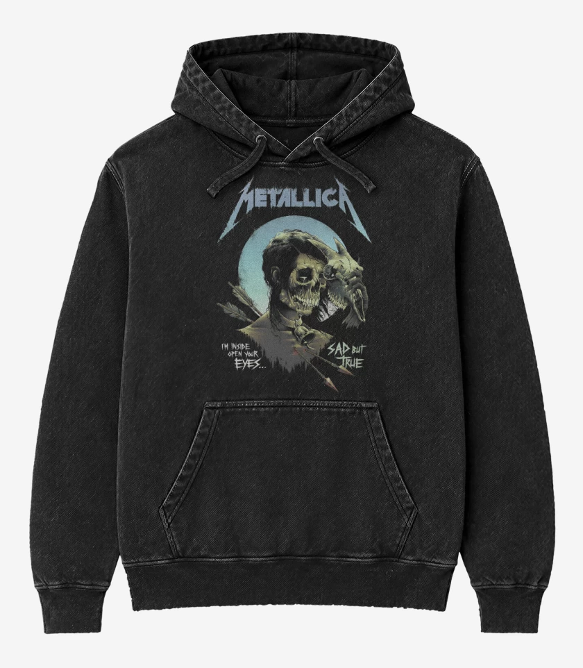 Poleron Canguro Acid Wash Negro de Sad But True
