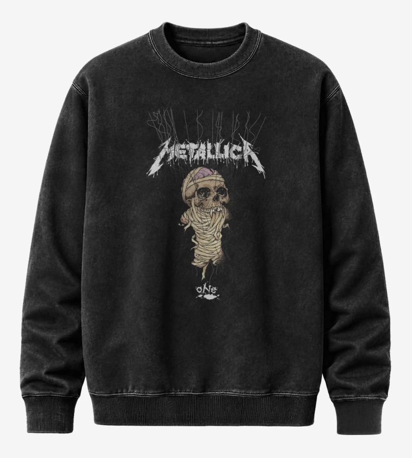 Poleron Polo Acid Wash Negro de One Metallica