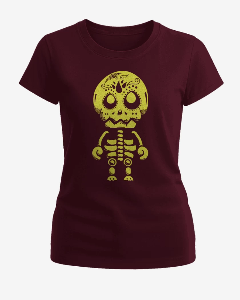 Polera de Mujer Burdeo de Calavera