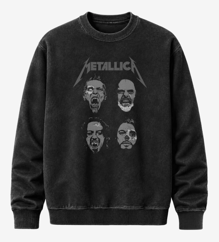 Poleron Polo Acid Wash Negro de Metallica Undead