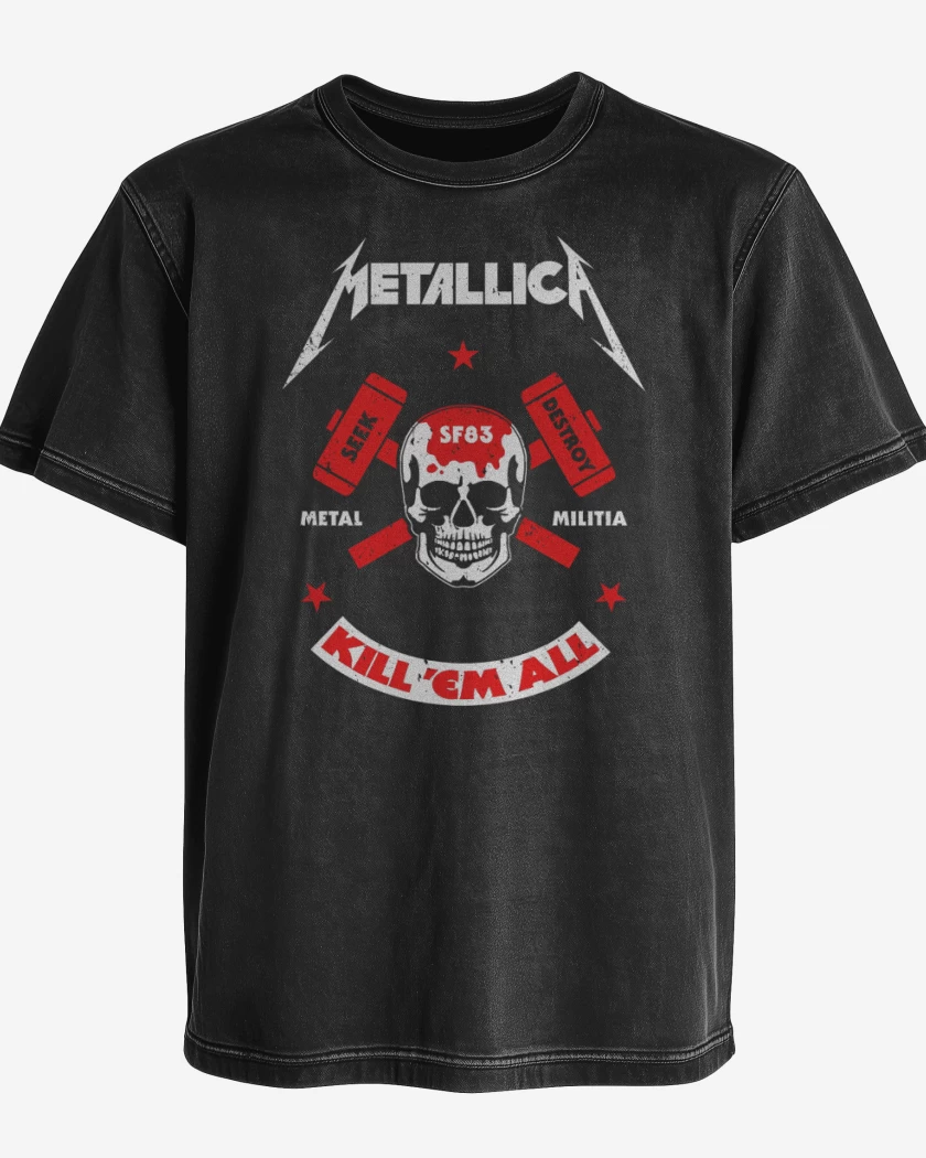 Polera desgastada Metal Militia