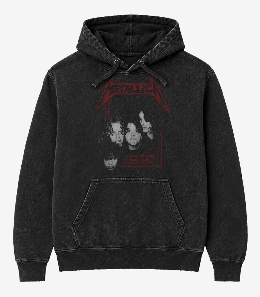 Poleron Canguro Acid Wash Negro de Metallica 83