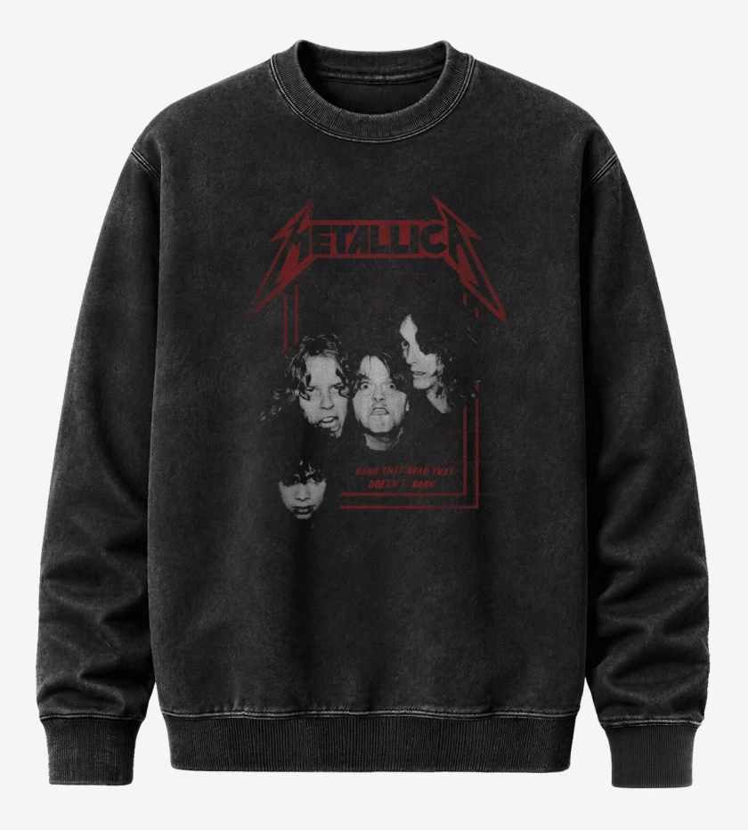 Poleron Polo Acid Wash Negro de Metallica 83