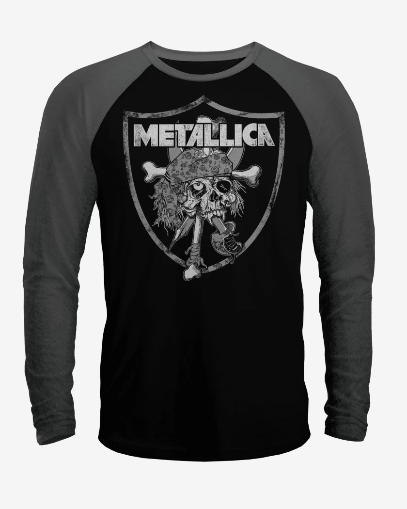 Polera Raglan Negro / Negro Heather de Metallica Raiders