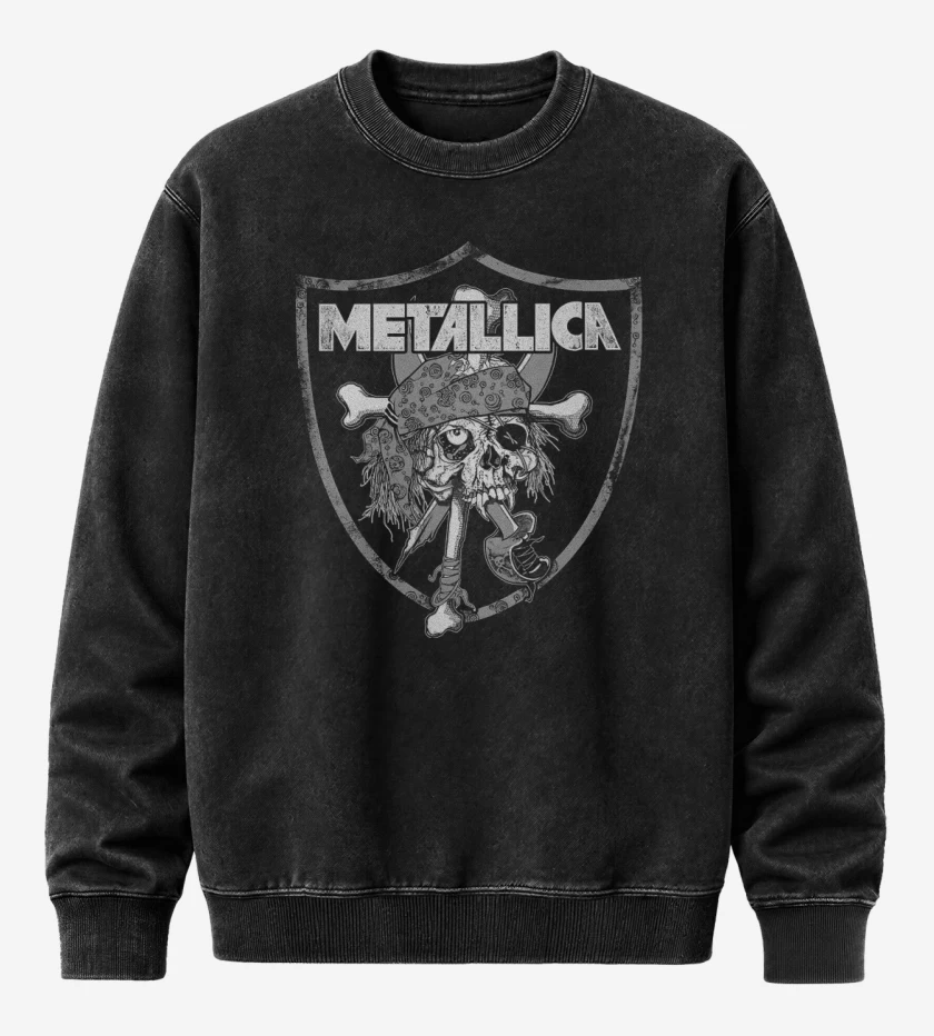 Poleron Polo Acid Wash Negro de Metallica Raiders