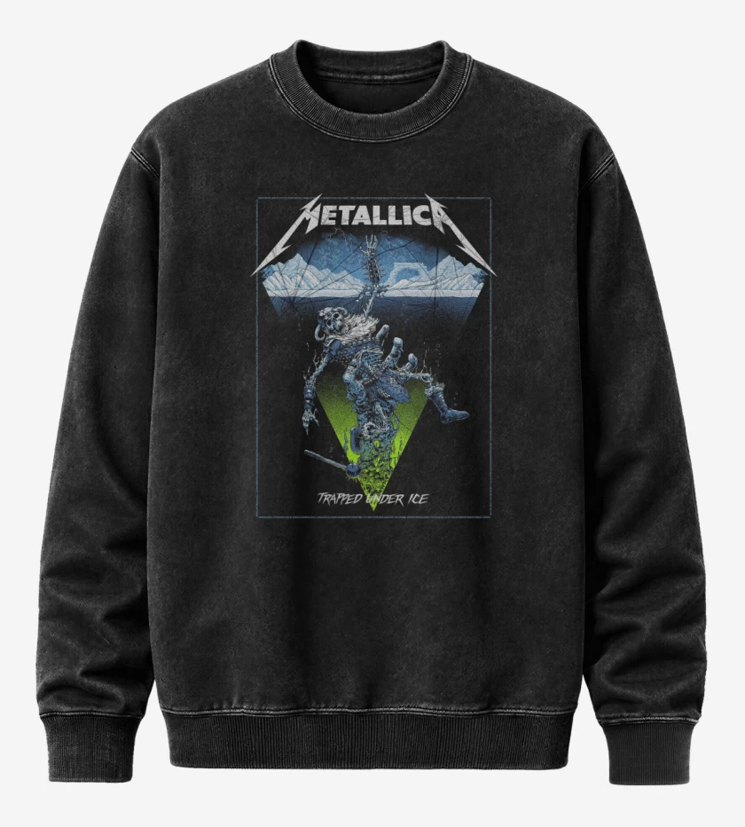 Poleron Polo Acid Wash Negro de Trapped Under Ice