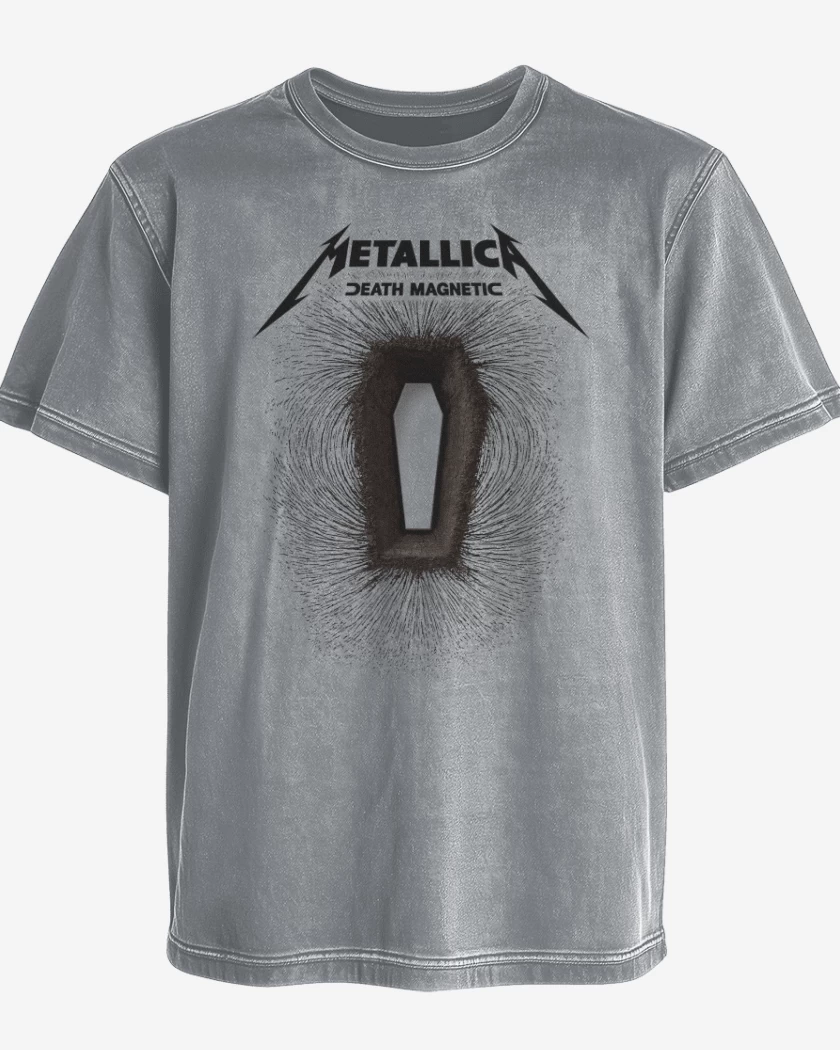 Polera desgastada Gris Melange de Death Magnetic