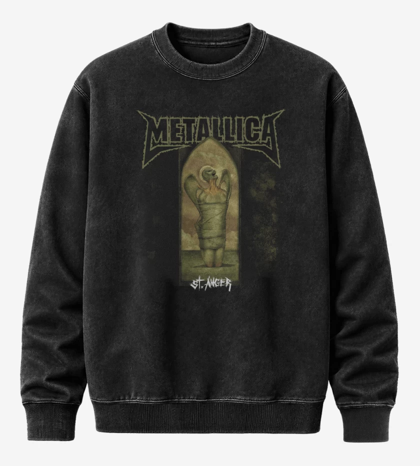 Poleron Polo Acid Wash Negro de Metallica St Anger