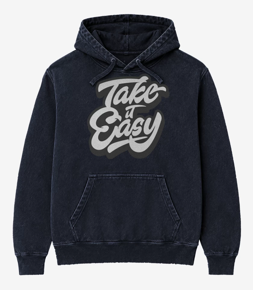 Poleron Canguro Acid Wash Azul Marino de Take it easy