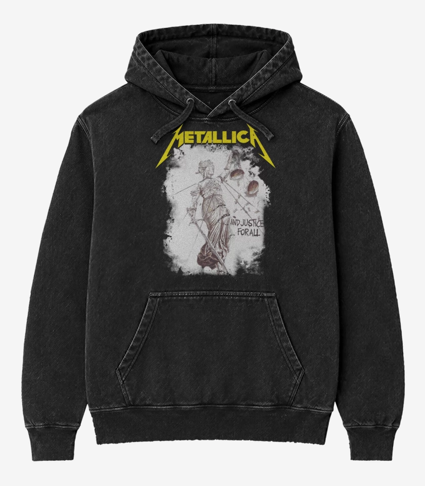 Poleron Canguro Acid Wash Negro de And Justice For All