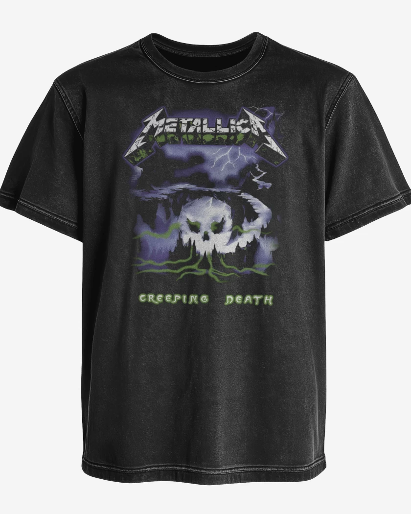 Polera desgastada Negro de Creeping