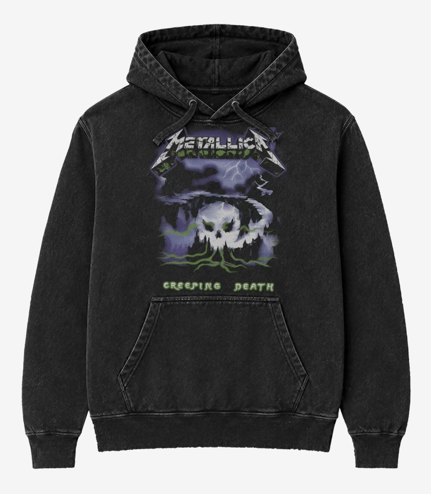 Poleron Canguro Acid Wash Negro de Creeping