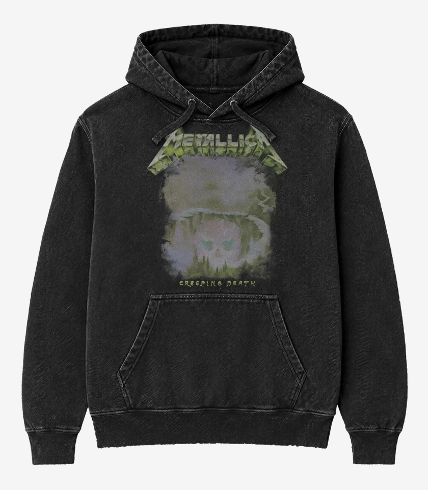 Poleron Canguro Acid Wash Negro de Creeping Death