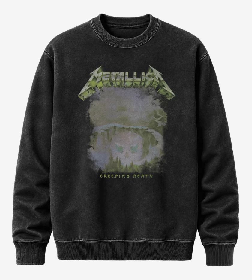 Poleron Polo Acid Wash Negro de Creeping Death