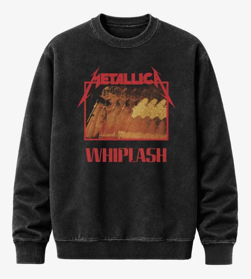 Poleron Polo Acid Wash Negro de Whiplash Metallica
