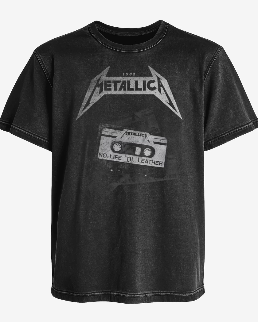 Polera desgastada Negro de No Life Til Leather