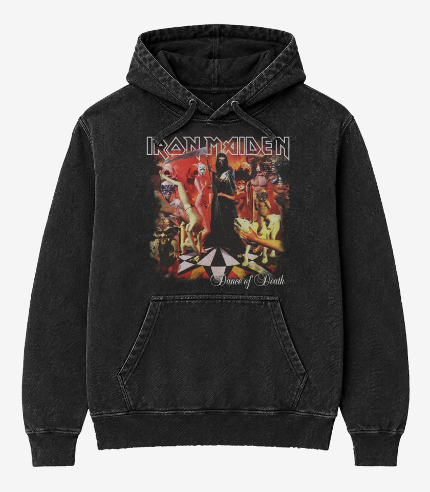 Poleron Canguro Acid Wash Negro de Dance of Death